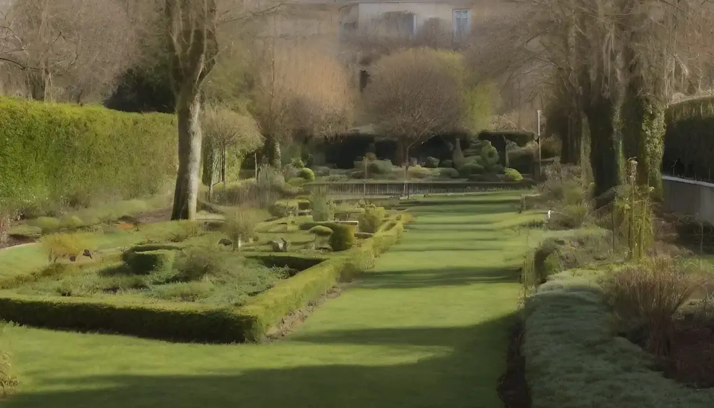 un jardin en février