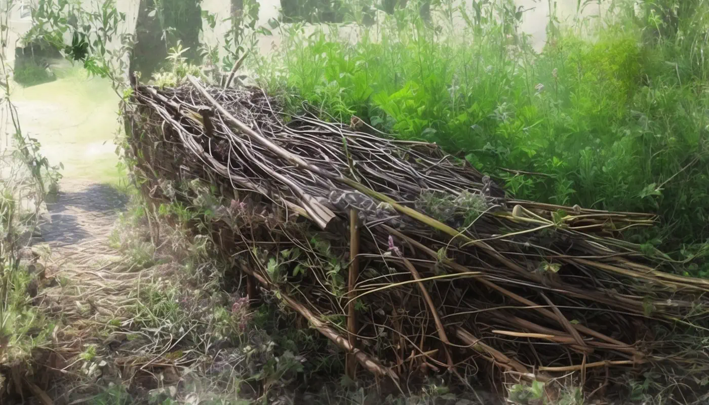 une haie sèche dans un jardin